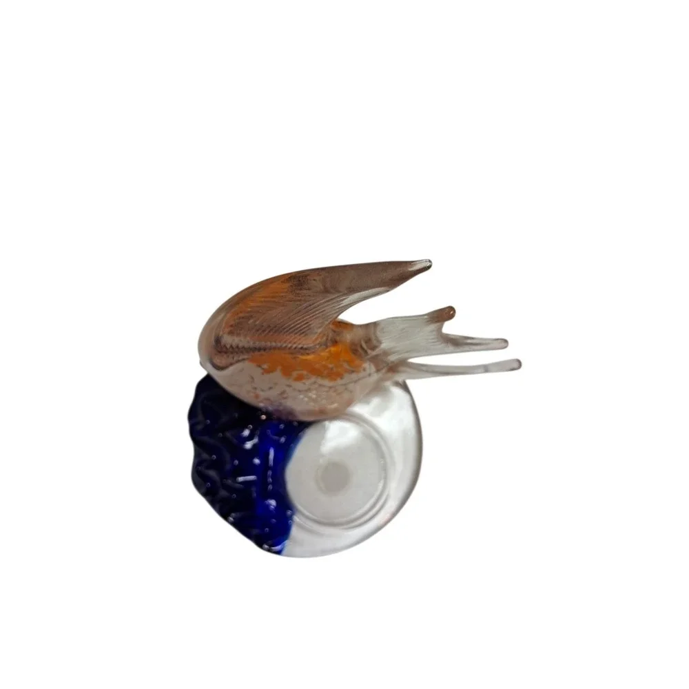 Partylite Glass Fish Figurine with Colorful‎ Base Decor Spot For A Candle